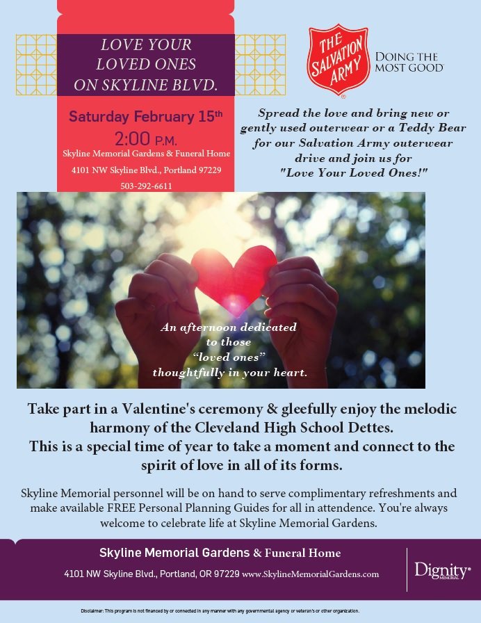 Portland Valentine S Day Love Your Loved Ones Skyline Memorial Valentine S Day Cleveland High School Dettes Skyline Memorial Gardens