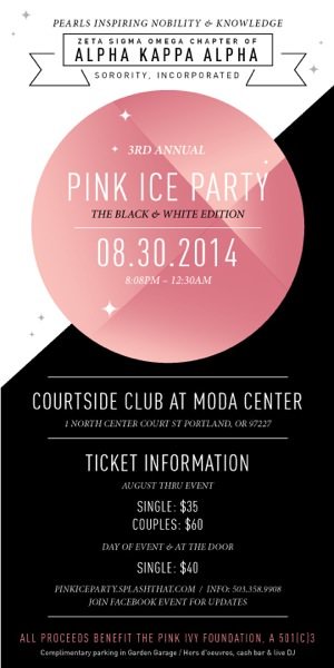 Pink Ice Party Courtside Club Moda Center Black White