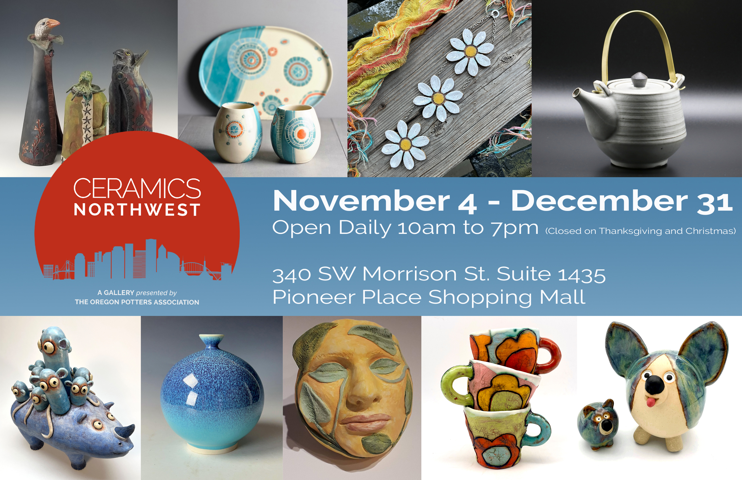 Ceramics Northwest Pop-up Gallery @ Pioneer Place Mall in Downtown Portland  | Holiday Gift Ideas, Featuring 35+ Ceramic Artists - PDX Pipeline