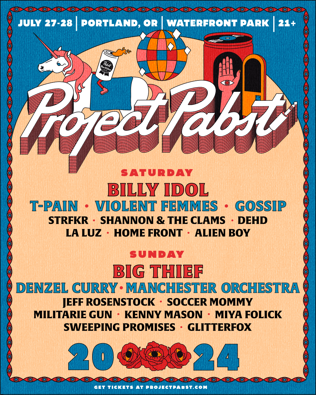 Win Tickets ($230): Project Pabst @ Waterfront Park | Billy Idol, Big  Thief, T-Pain, Denzel Curry, Violent Femmes, Gossip, Manchester Orchestra &  More! - PDX Pipeline